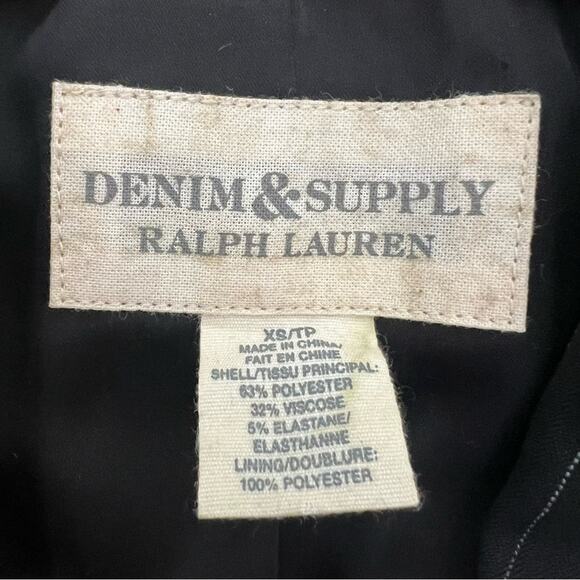 Denim & Supply Ralph Lauren Charcoal Gray Pinstripe One Button Blazer Jacket - Picture 3 of 5